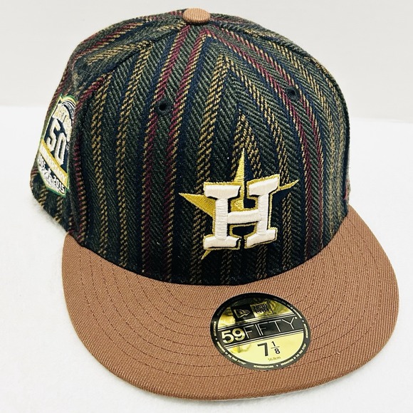 New Era Other - New Era Houston Astros Herringbone 50 Years 59FIFTY Fitted Hat Cap 7 1/8 Brown